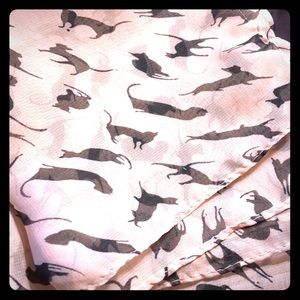 Retro black cat and pink chiffon 64” long scarf!